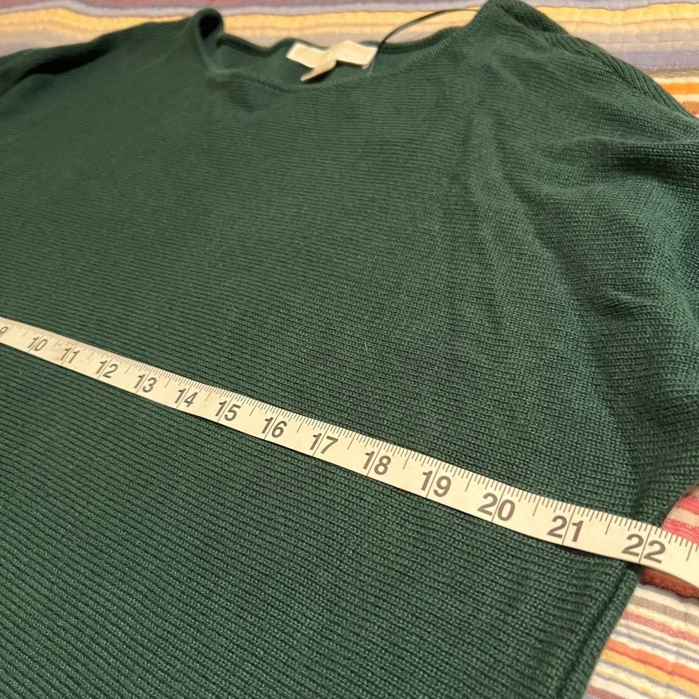 MICHAEL KORS Women's Green Ribbed Knit Gold Zipper Detail Sweater‎ Top Size L